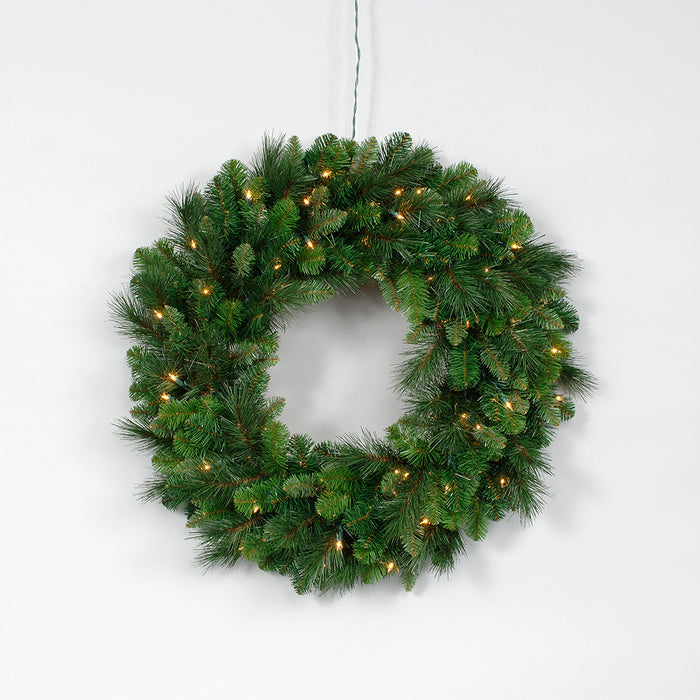 Vinyl Pre-Lit Deluxe Evergreen Double Wreath