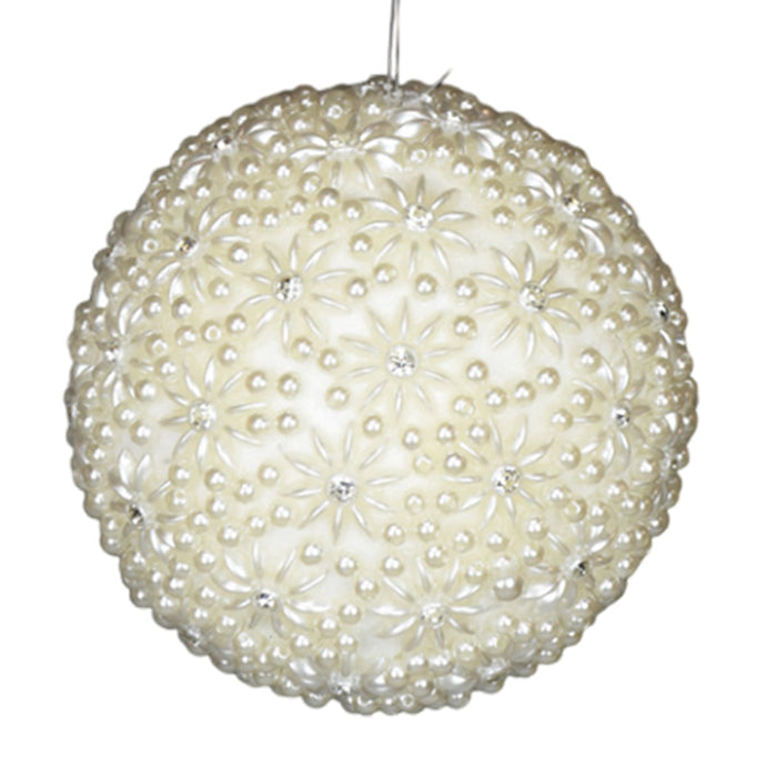 120MM Jewel Pearl Ball Ornament - White