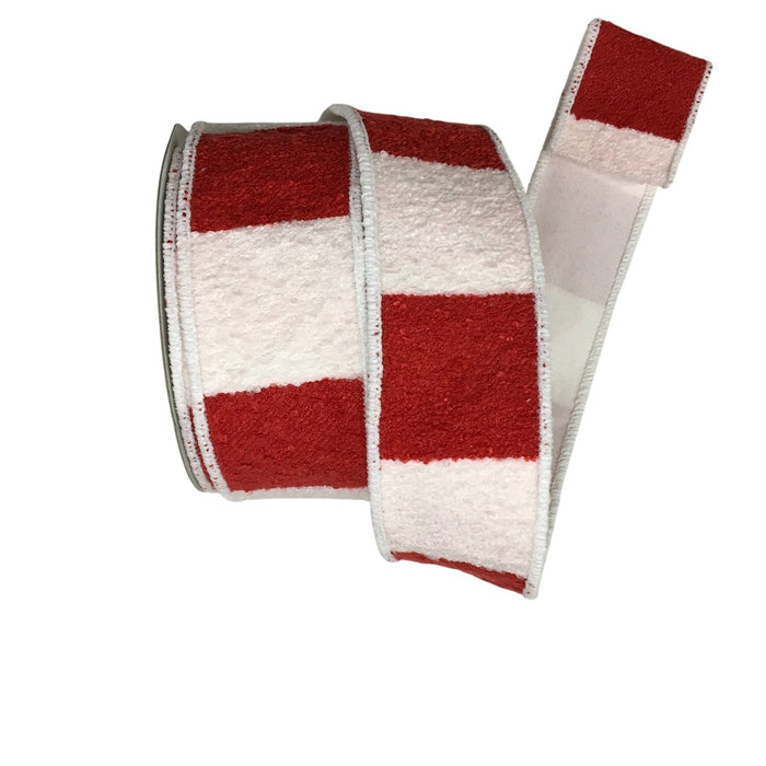 2.5 in Terry Stripe Ribbon - Red/White