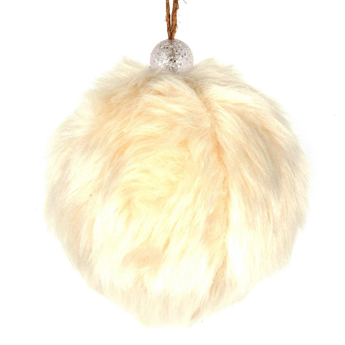 4" Mink Fur Ball Ornament - Champagne