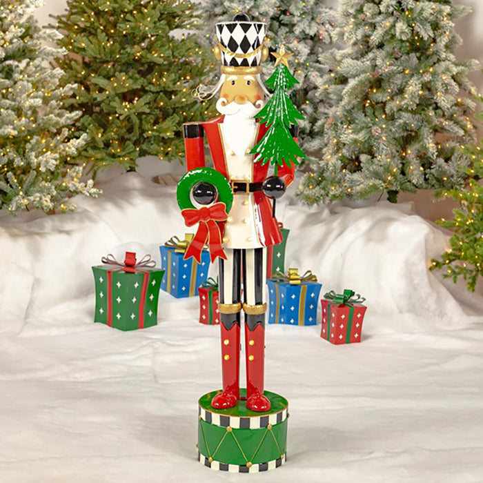 65 in Tall Standing Iron Nutcracker w/Christmas Tree