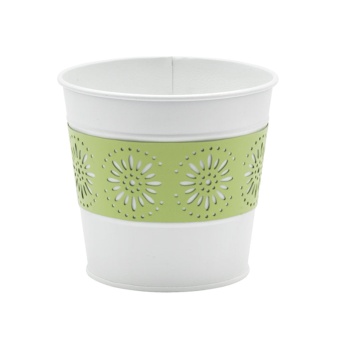 5" White Pot with Green Cut Out