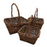 Set of 3 Unpeeled Full Willow Baskets w/Handle