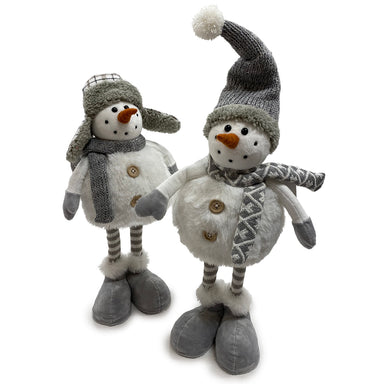 18" Standing Boy & Girl Snow Person - White/Grey