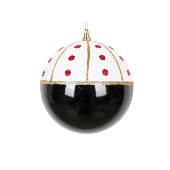 150 Mm Ball Ornament - Black/White/Red