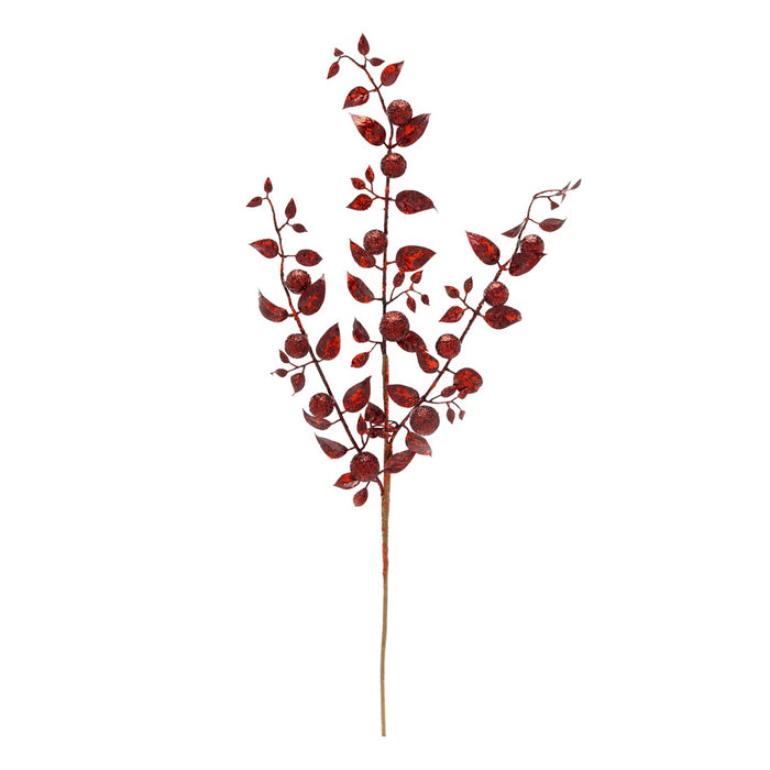 28 in Metallic Glitter Leaves/Styro Berry Spray
