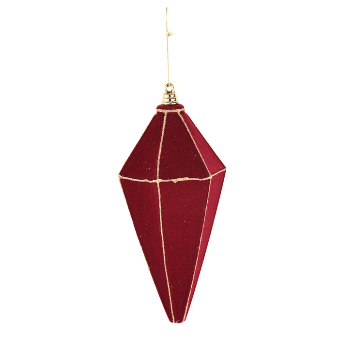 Flocked Prism Ornament - Burgundy