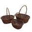 Set of 3 Unpeeled Oval Willow Baskets w/Handle