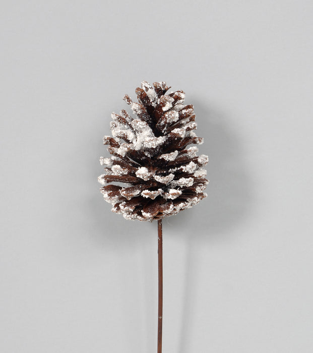 Snow/Glittered Pine Cone Pick