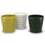 Tapered Ribbed Ceramic Pot - White/Mustard/Hunter Green