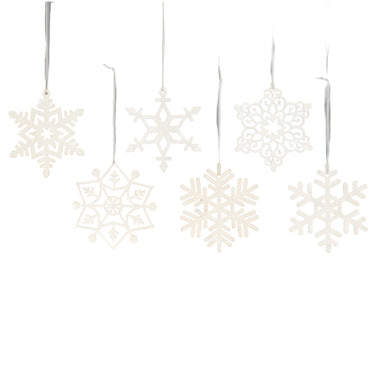 4 5/8" Wood Snowflake Ornament - White