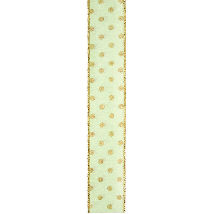 #9 Wired Corbett Ribbon - Light Green/Gold