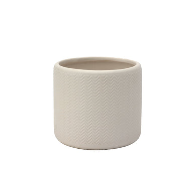 4-3/4" Ceramic Chevron Pot - White