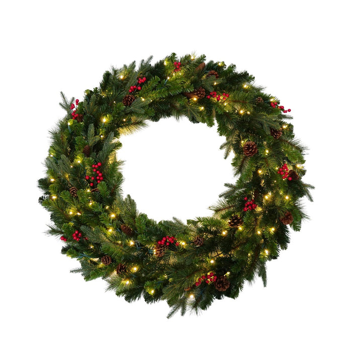 48 in Mixed Pine Pre-Lit Double Wreath