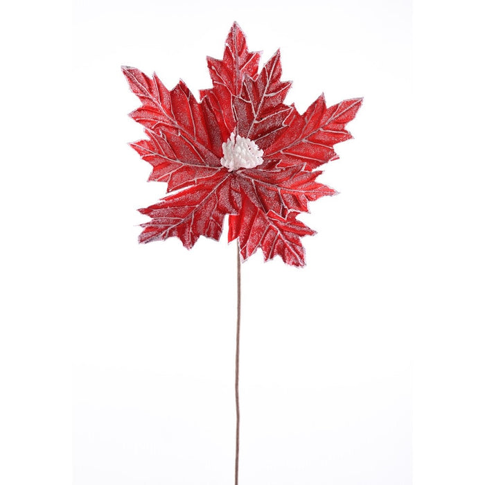 22 in Frosted Poinsettia Stem - Red/White