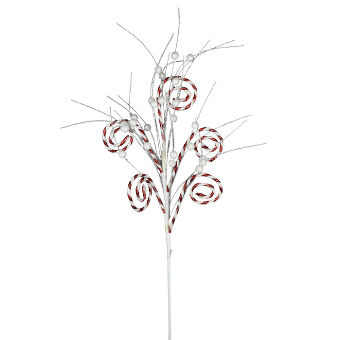 Curly Grass Spray - Red/White