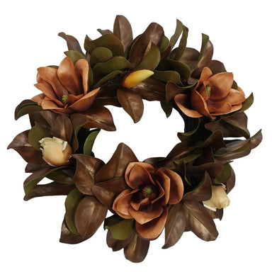 24 in Magnolia Wreath - Antique Brown