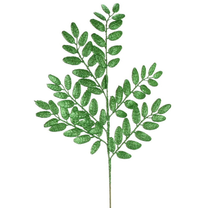 22 in Honey Locust Glitter Spray - Holiday Green