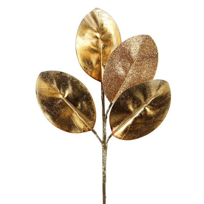 14" Metallic Leaf Spray - Gold