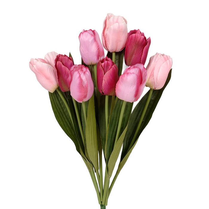 19 in Polyester/Satin Mixed Tulip Bush