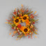 20" Sunflower/Pumpkin Wreath w/Bud & Wild Flower - Yellow/Red