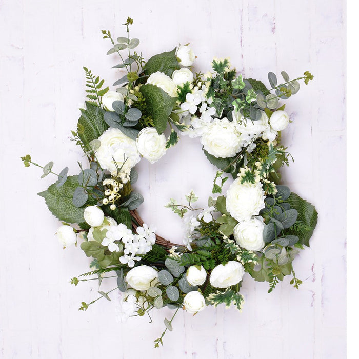 24" Jasmine Wreath - Cream/Green