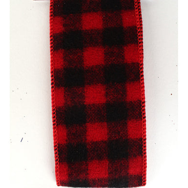 Wool Check 2.5"X10Y Red Black