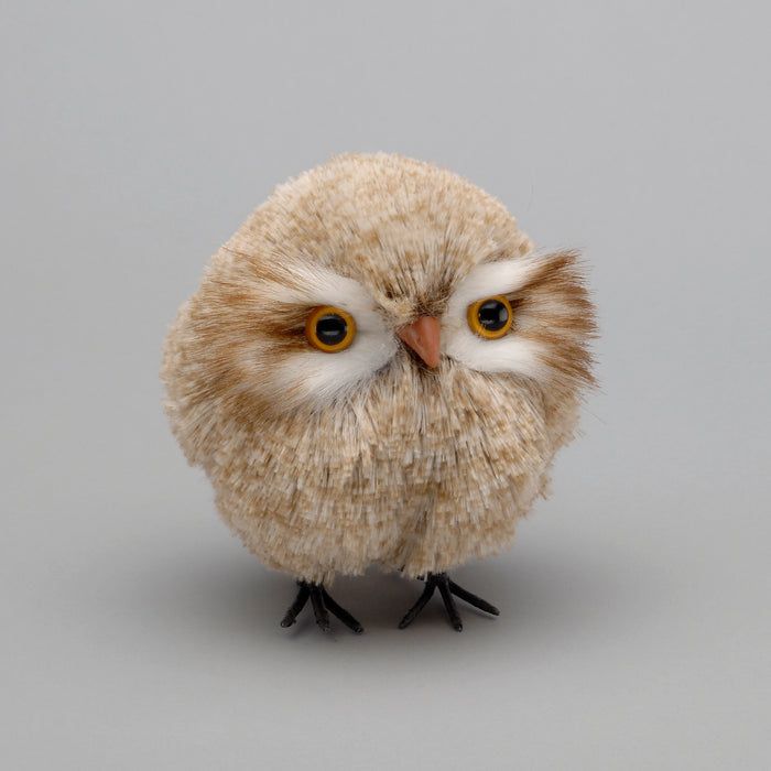 5" Chubby Owl w/Feet - Cream/Brown