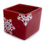 4" Ceramic Cube w/Snowflakes - Red/White