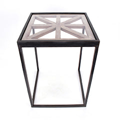 Square Metal Glass Tables- Bronze/Natural