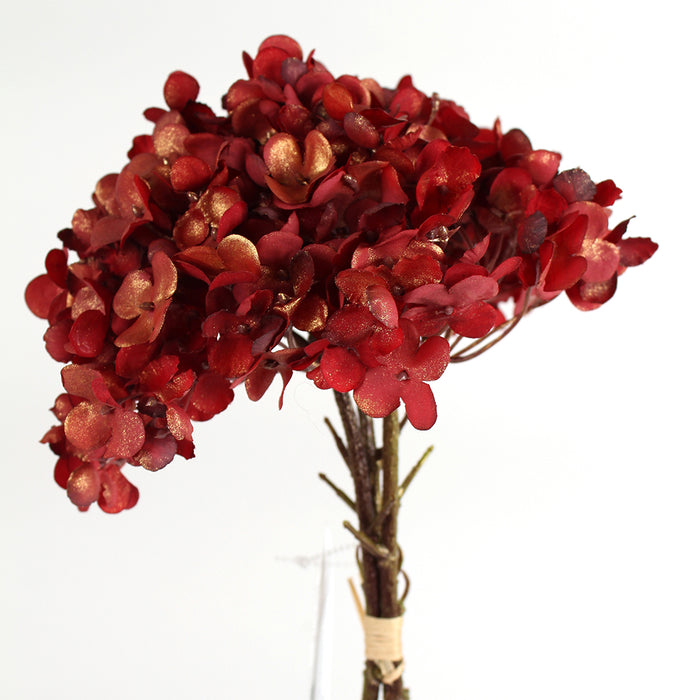 Gilded Dry Hydrangea Bundle - Red