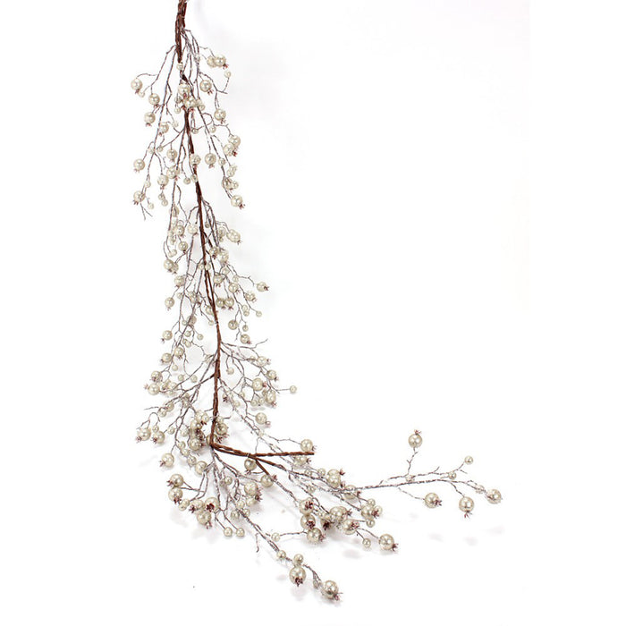 Gilded Frosted Crabapple  Garland 6'- Pewter