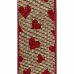 #9 DWI Linen Hearts - Red Hearts, 10 Yds