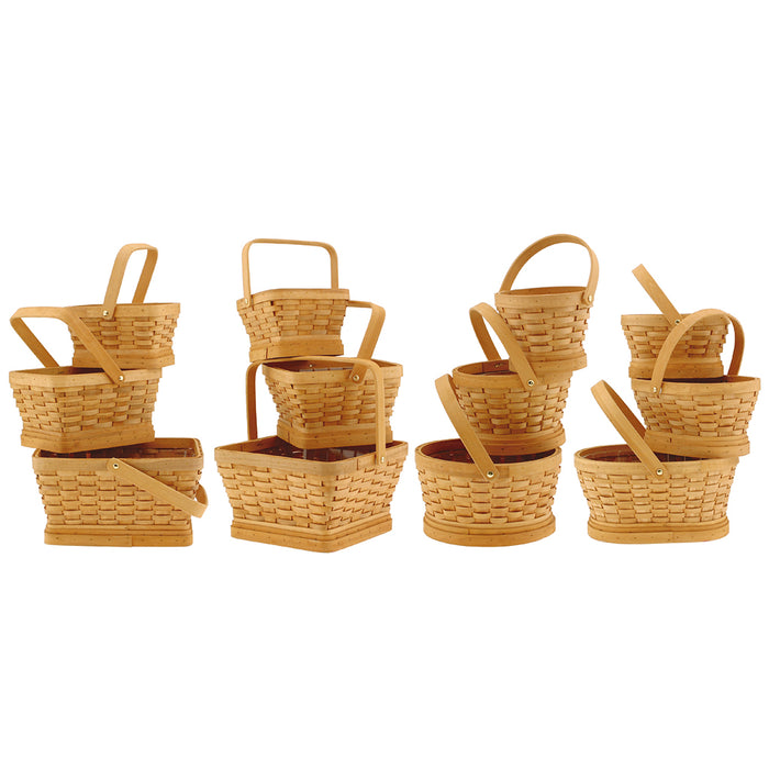 Buff Stained Woodchip Baskets - Assorted