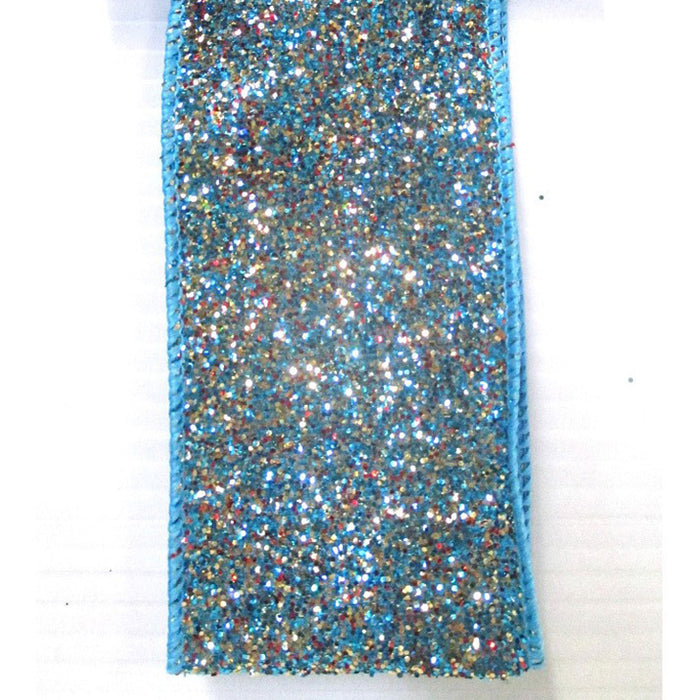 Satin Confetti Glitter 2.5"X10Yd - Blue/Gold/Multi