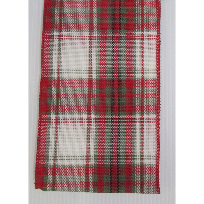 Linen Plaid 4"X 10Yd - Red/Green/White