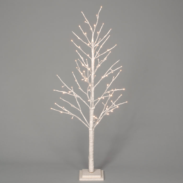 47" White Paper Glittered Twig Tree w/Lights