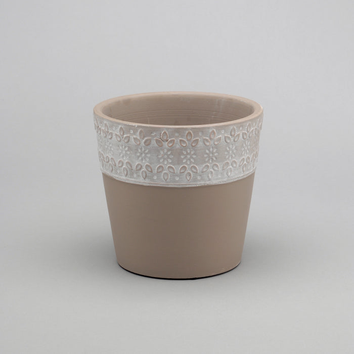 5 1/4" Ceramic Vase w/Flower Rim - Gray