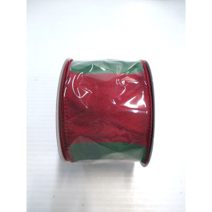 Dupion Block Stripe Ribbon - Red/Green