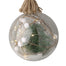 6" Clear Glass Ball Ornament w/Snow, Pine, Vine, & LED Lights