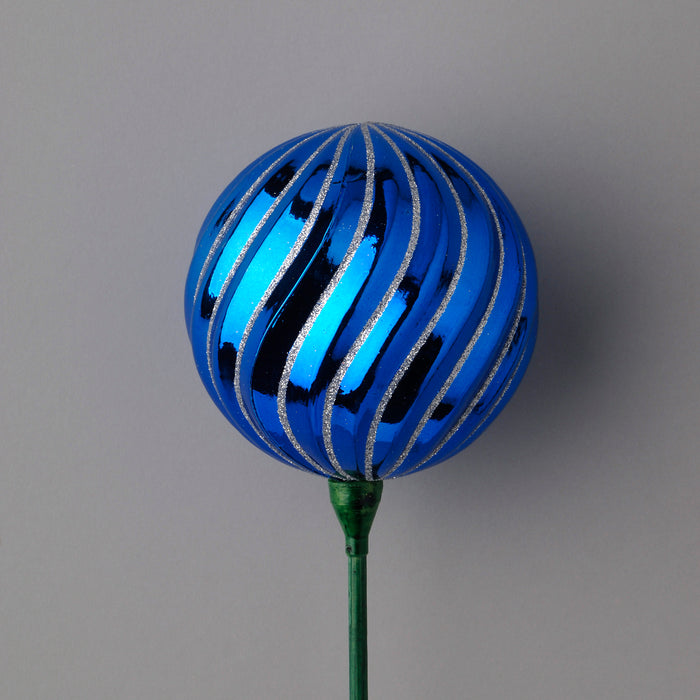 100 Mm Plastic Twist Ball Arrangement Pick - Blue/Silver