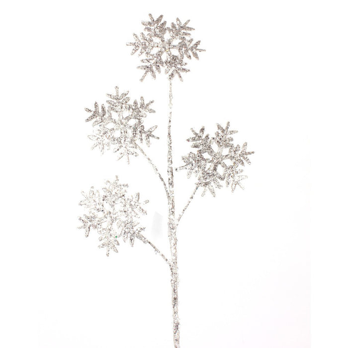 Iced Snowflake Glitter Spray 27''- Silver/Iced