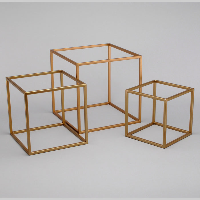 Gold Metal Cube Frame - Medium