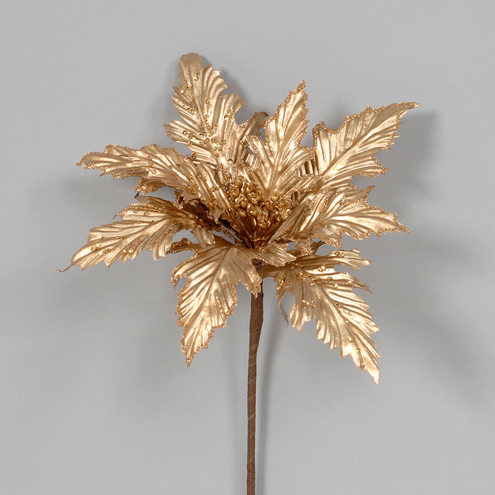 14" Metallic Poinsettia - Antique Gold